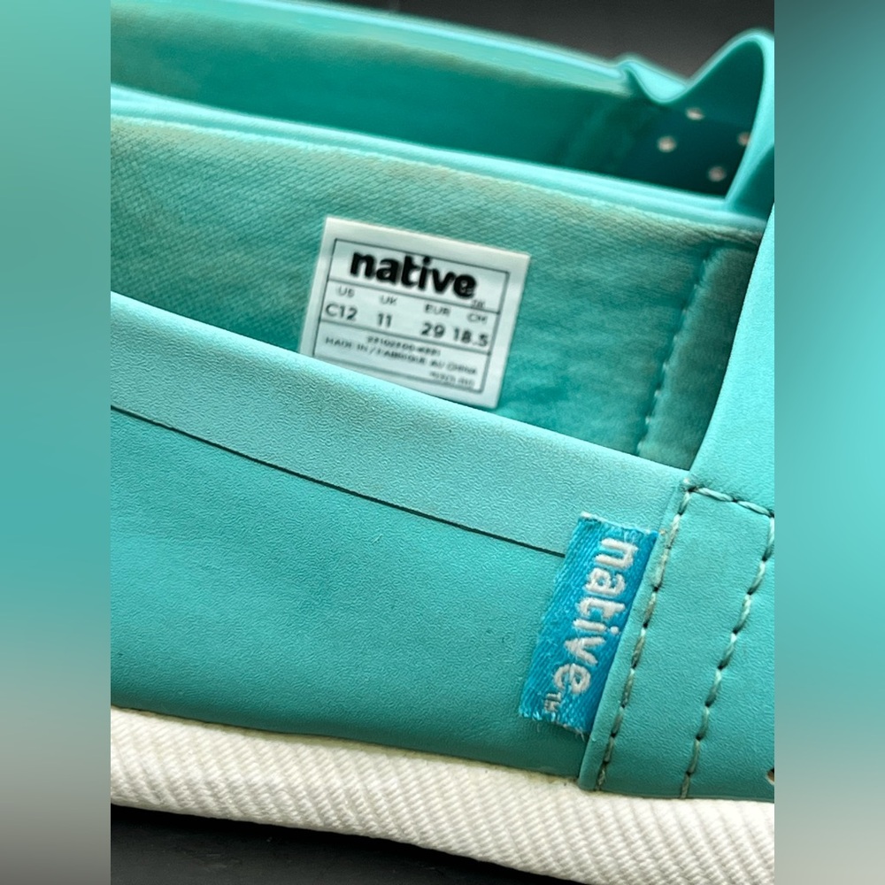 Native - Kids Aqua Blue Venice Boat Water Shoes, Size:C12 - Picture 3 of 8